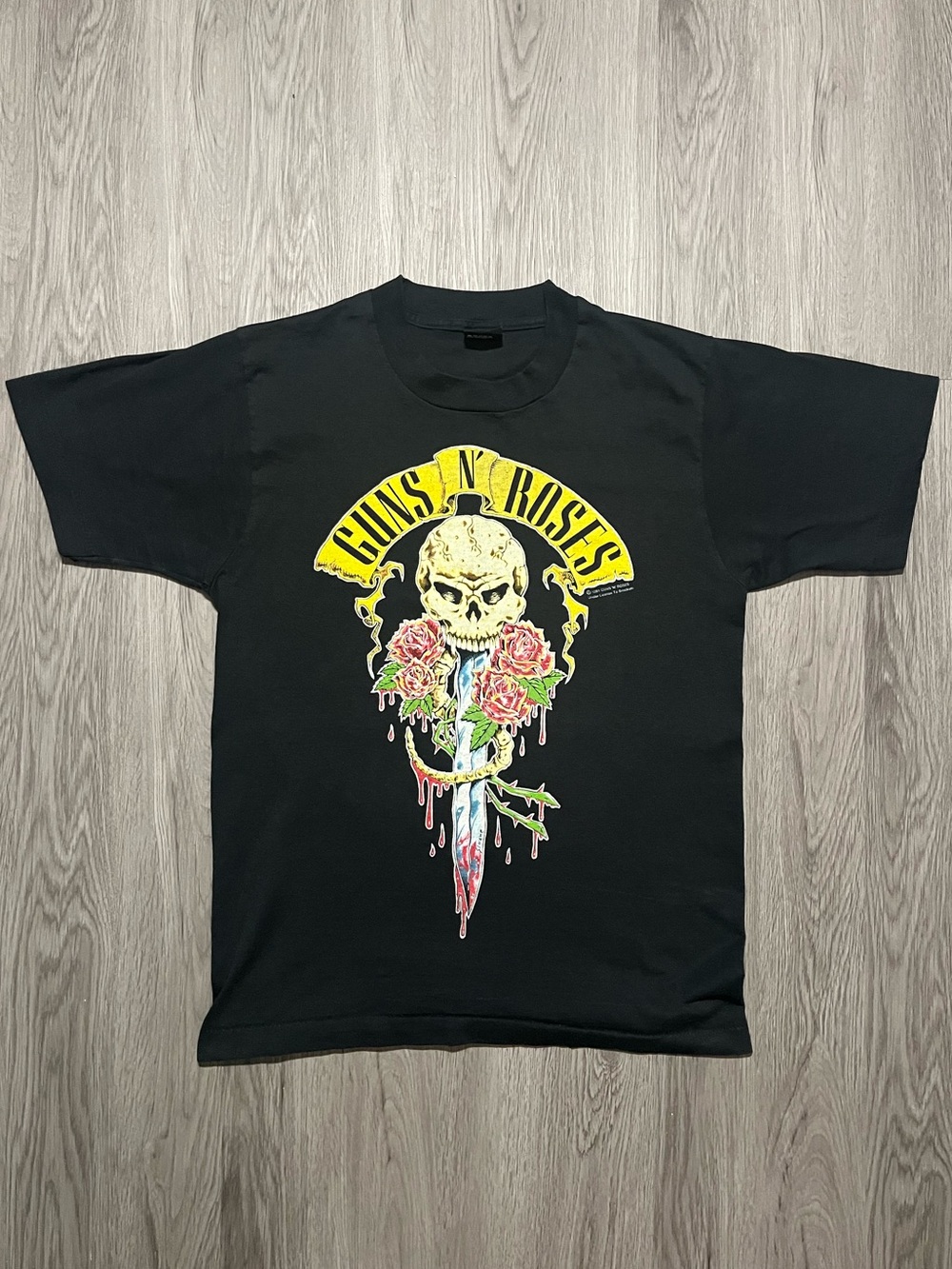 90s Guns N’ Roses SCREEN STARS here today gone to hell shirt tour rare band TEE